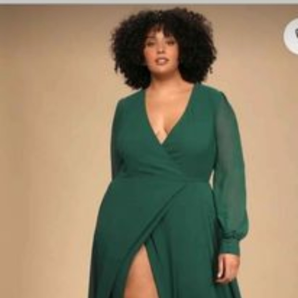 Lulus Emerald Green Wrap Maxi Dress Large NWT
